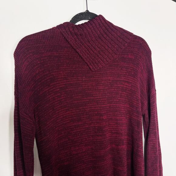 Matty M Small S Red Pink Marled Envelope Pullover Split Turtleneck Tunic Sweater - Picture 6 of 11